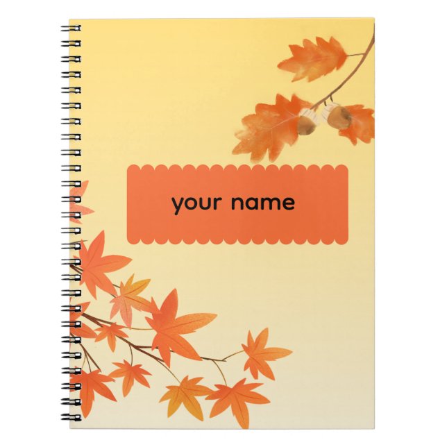 Cuaderno Hojas de Otoño Rústicas Personalizadas (Frente)