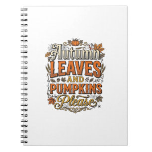 Cuaderno Hojas De Otoño Y Calabazas Por Favor Vintage