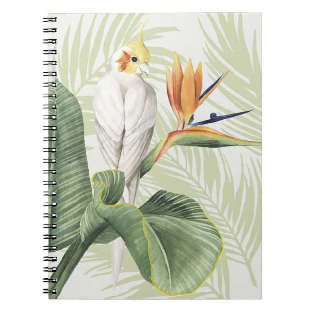 Cuaderno Hojas de paleta con pájaro blanco (Frente)