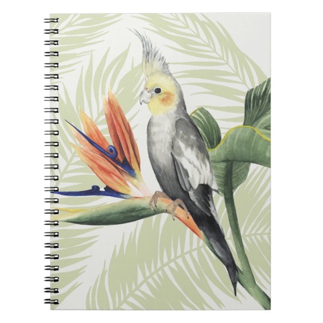 Cuaderno Hojas de palma con pájaro negro (Frente)
