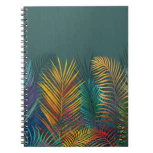 Cuaderno Hojas de palma de color tropical. Hojas de neón ar