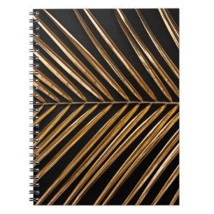 Cuaderno Hojas de palma de dátil pintadas doradas cerradas