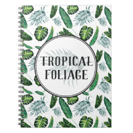 Cuaderno Hojas de palma de follaje tropical y verdeacuarela