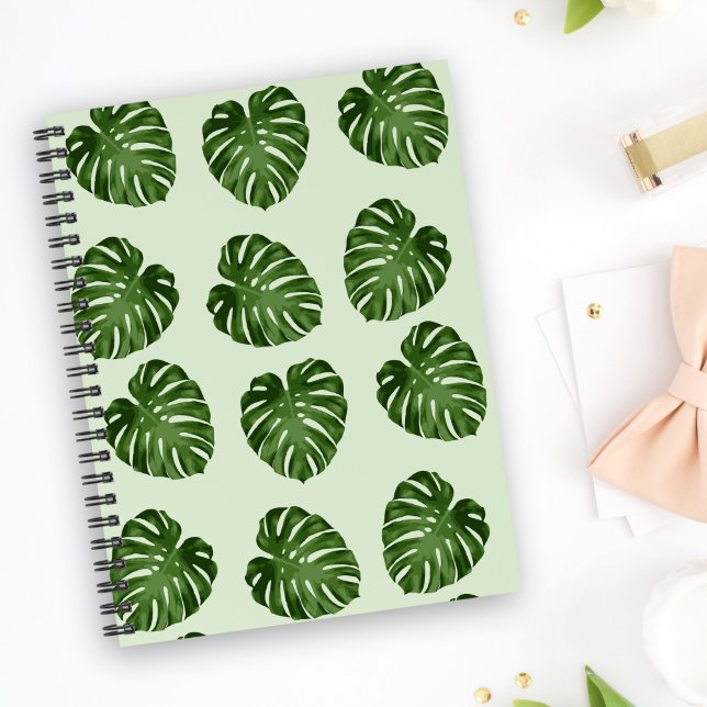 Cuaderno Hojas de palma, hojas verdes, patrón tropical (Subido por el creador)