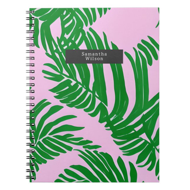 Cuaderno Hojas de palma rosadas y verdes (Frente)