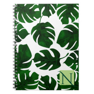 Cuaderno Hojas de palma tropical verde oscuro verano botáni