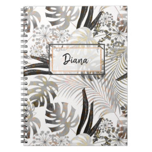 Cuaderno Hojas de palma, tropicales, botánicas, hojas, jung