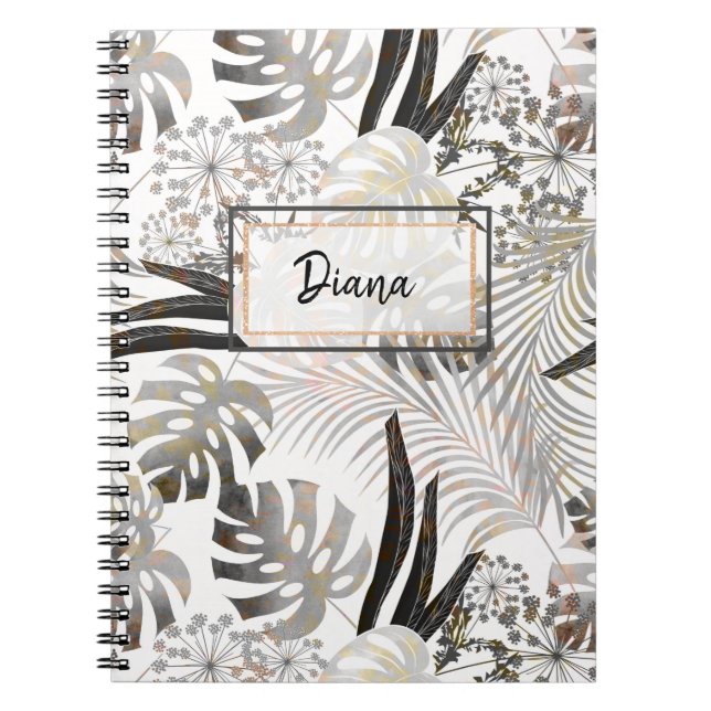 Cuaderno Hojas de palma, tropicales, botánicas, hojas, jung (Frente)