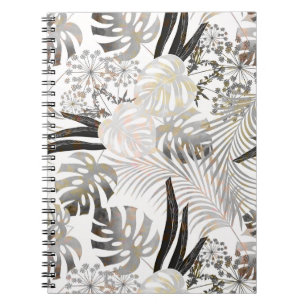 Cuaderno Hojas de palma, tropicales, botánicas, hojas, jung