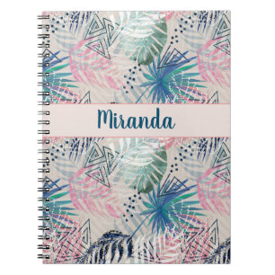 Cuaderno Hojas de palma, tropicales, botánicas, hojas, jung