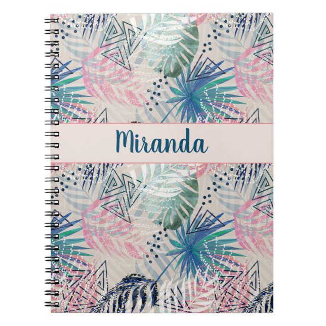 Cuaderno Hojas de palma, tropicales, botánicas, hojas, jung (Frente)