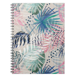Cuaderno Hojas de palma, tropicales, botánicas, hojas, jung