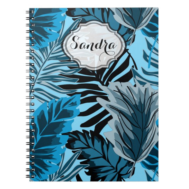 Cuaderno Hojas de palma, tropicales, botánicas, selvas, bos (Frente)