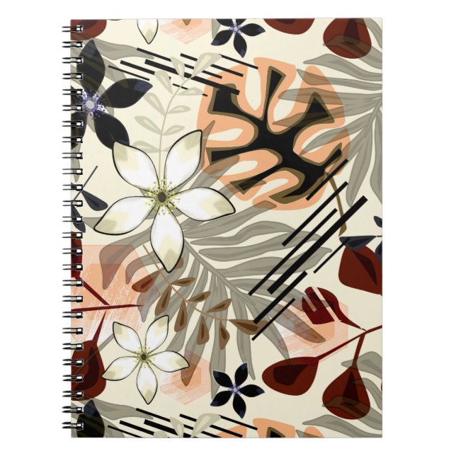 Cuaderno Hojas de palma y monstera, tropicales (Frente)