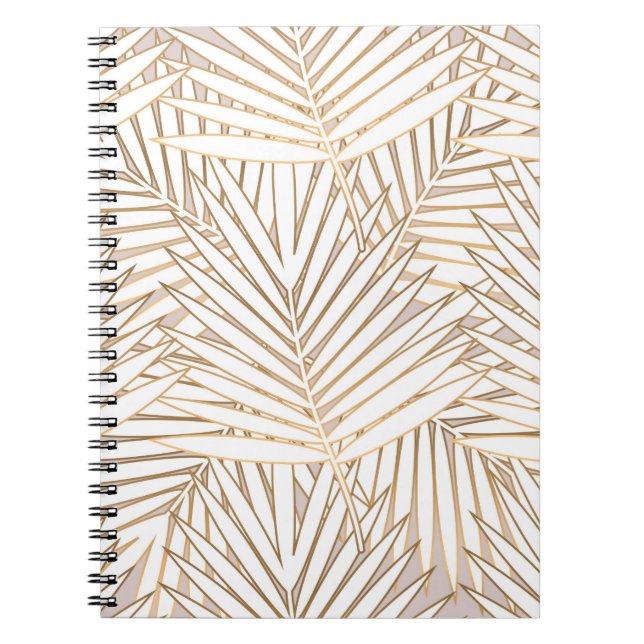 Cuaderno Hojas de palmera doradas sin inconvenientes en el  (Frente)