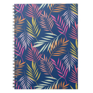 Cuaderno Hojas de palmera tropicales naranja rosa amarillo