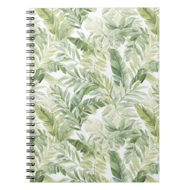 Cuaderno Hojas de palmera verde tropical (Frente)