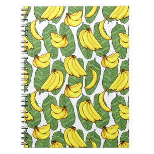 Cuaderno Hojas de plátano: Patrón de frutas tropicales
