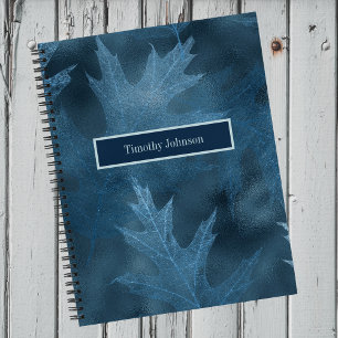 Cuaderno Hojas de roble azules con purpurina