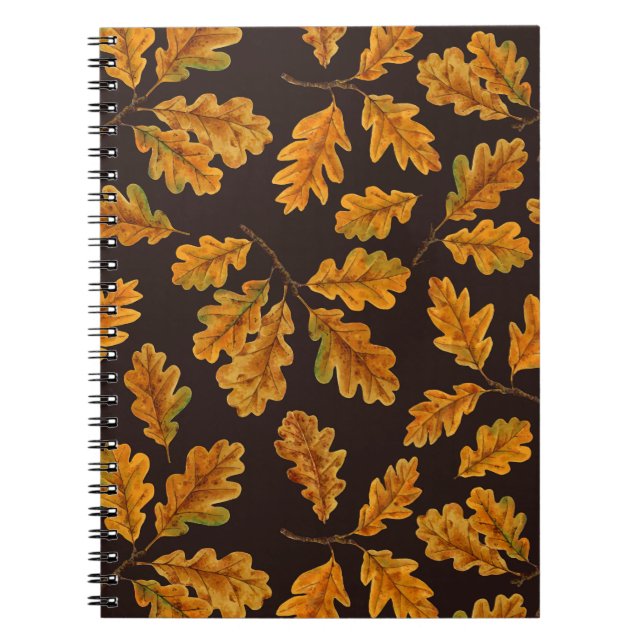 Cuaderno Hojas de roble otoñales en marrón oscuro (Frente)