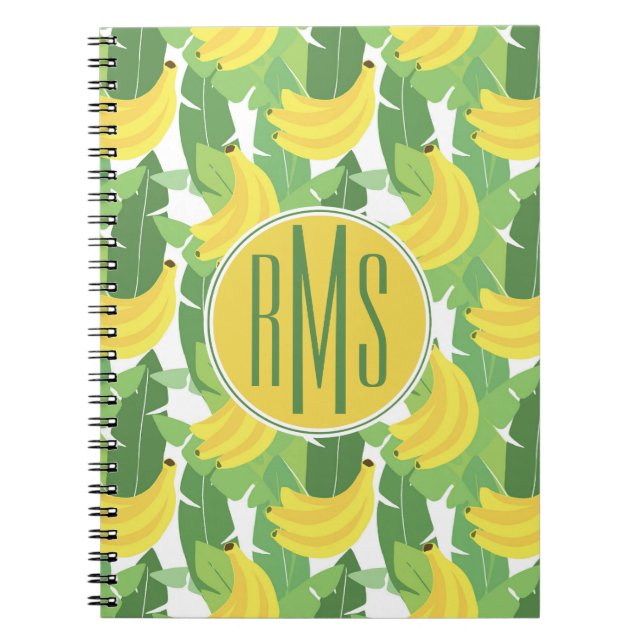 Cuaderno Hojas del plátano y monograma del modelo el | de (Frente)