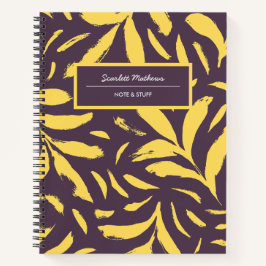 Cuaderno Hojas dibujadas a mano Patrón amarillo Seamless