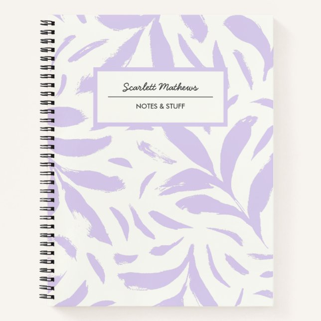 Cuaderno Hojas dibujadas a mano Patrón Pastel Purple Seamle (Anverso)