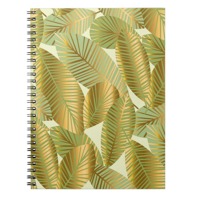 Cuaderno hojas exóticas de oro elegante patrón sin inconven (Frente)