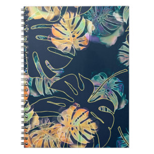 Cuaderno Hojas exóticas pintadas a mano: patrón sin costura