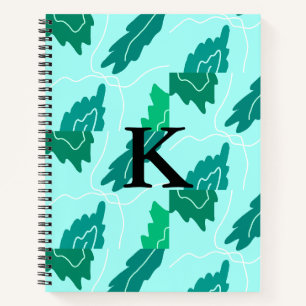 Cuaderno Hojas florales de turquesa verde patrón agregar mo