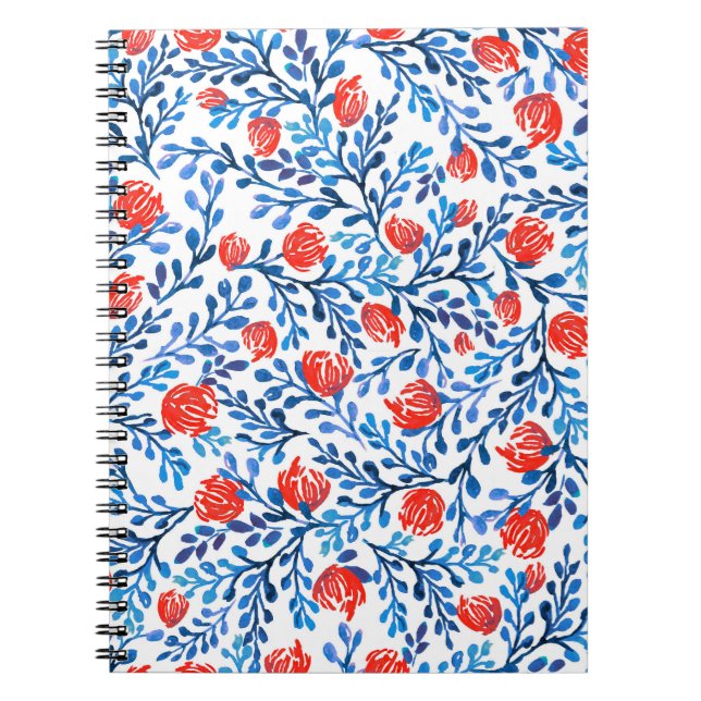 Cuaderno Hojas Florales: Patrón de la Naturaleza sin Marea (Frente)