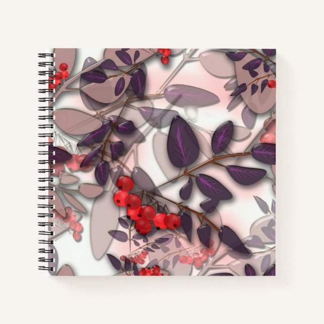 Cuaderno Hojas líquidas 3D de azulejos de vidrio y rowanber (Anverso)