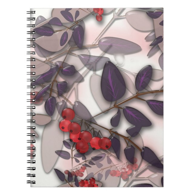 Cuaderno Hojas líquidas 3D de azulejos de vidrio y rowanber (Frente)