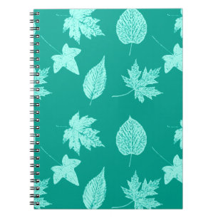 Cuaderno Hojas otoñales - aqua y turquesa