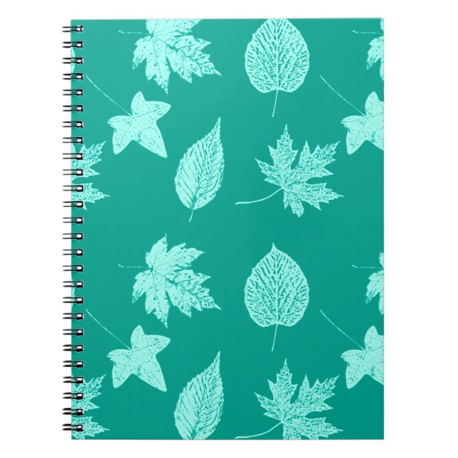 Cuaderno Hojas otoñales - aqua y turquesa (Frente)