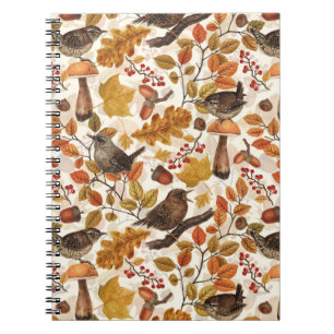 Cuaderno Hojas otoñales, bayas, setas y venas