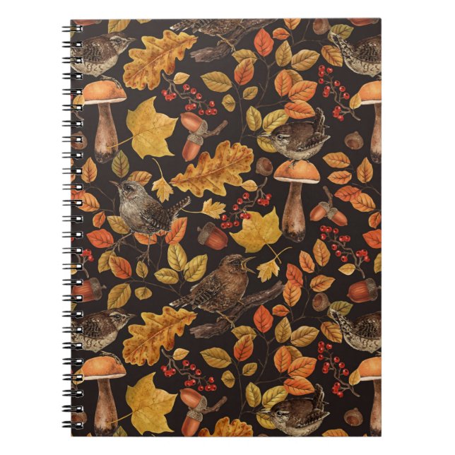 Cuaderno Hojas otoñales, bayas, setas y venas (Frente)