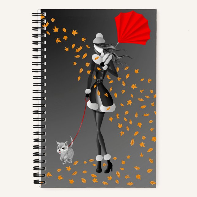 Cuaderno Hojas otoñales de Dog Walker (Anverso)