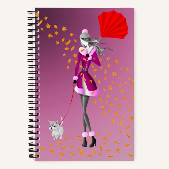 Cuaderno Hojas otoñales de Dog Walker (Anverso)
