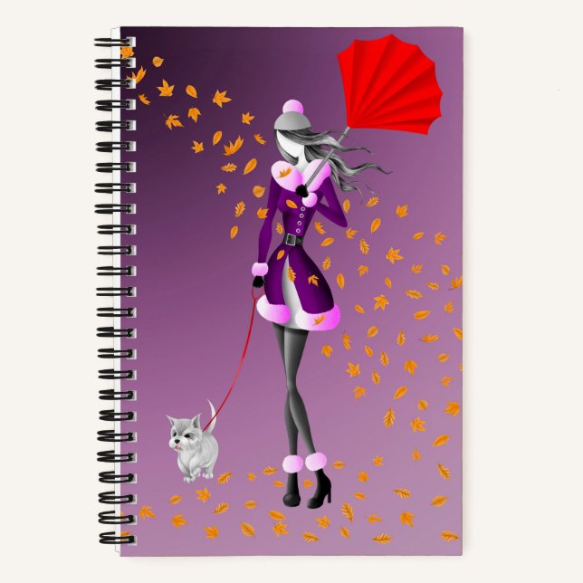 Cuaderno Hojas otoñales de Dog Walker (Anverso)