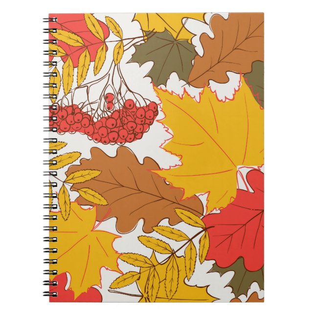 Cuaderno Hojas otoñales, patrón simple sin costura (Frente)