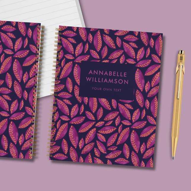 Cuaderno Hojas Purpura de Otoño (Autumnal purple leaf Fall personalized notebook)