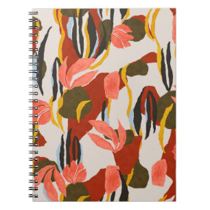 Cuaderno hojas rosas y efecto diseño de patrones de vestime