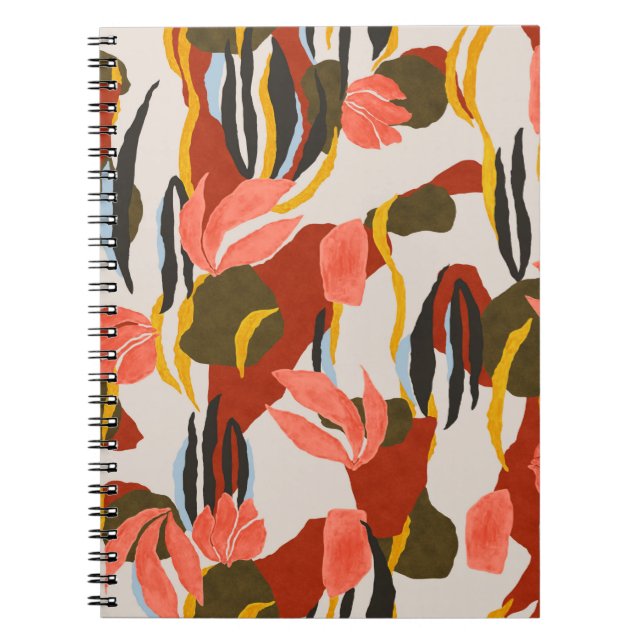 Cuaderno hojas rosas y efecto diseño de patrones de vestime (Frente)