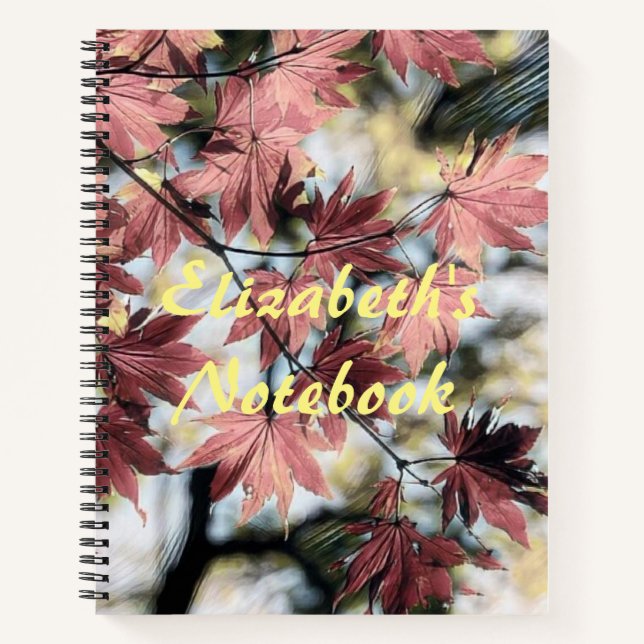 Cuaderno Hojas rusas de arce de arce rojizo rosado oxidado (Anverso)