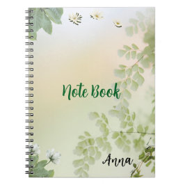 Cuaderno Hojas suaves de primavera y fondo pastel floral