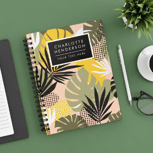 Cuaderno Hojas Tropicales Abstractas Modernas y Lunares