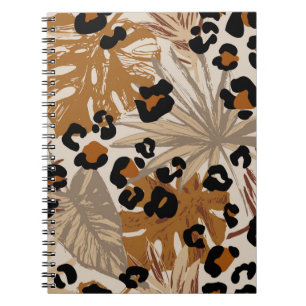 Cuaderno Hojas tropicales abstractas y camuflado de leopard