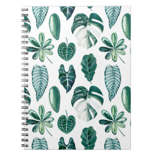 Cuaderno Hojas tropicales acuarela patrón transparente con 