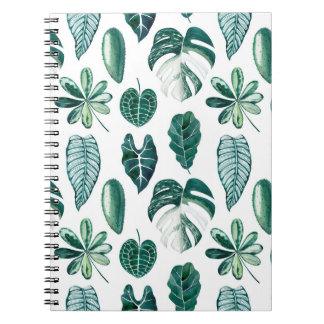Cuaderno Hojas tropicales acuarela patrón transparente con 